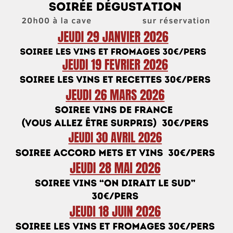 Notre Programme Soirée Initiation à la Dégustation